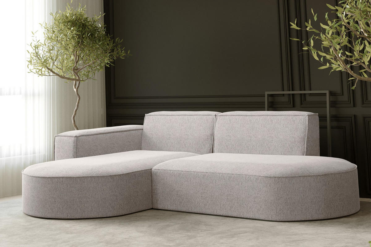 ECKSOFA MODENA L STUDIO Stoff Verita Beige Links - Beige, Holz (165/236cm) - Kaiser Möbel