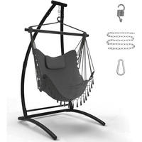 HÄNGESESSEL mit Gestell Grau Stoff bis 150kg - Grau, Textil (110/1.5/110cm)