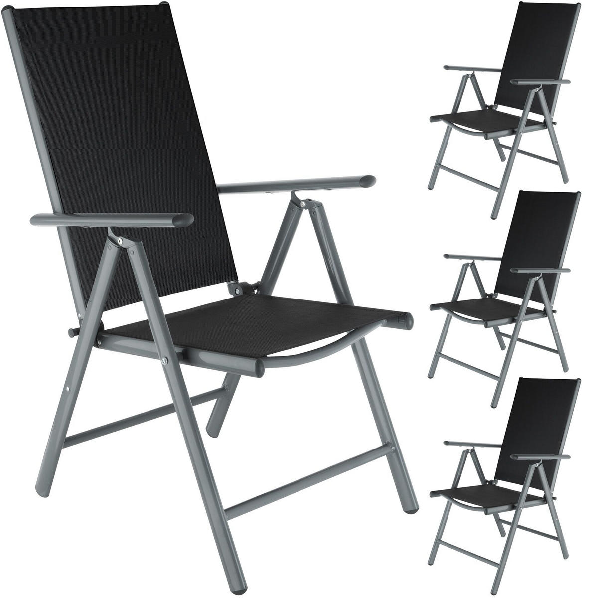 GARTENSTUHL 4er Set Marilena, 67 x 56 x 105 cm,anthrazit - Anthrazit, Metall (56/105/67cm) - tectake