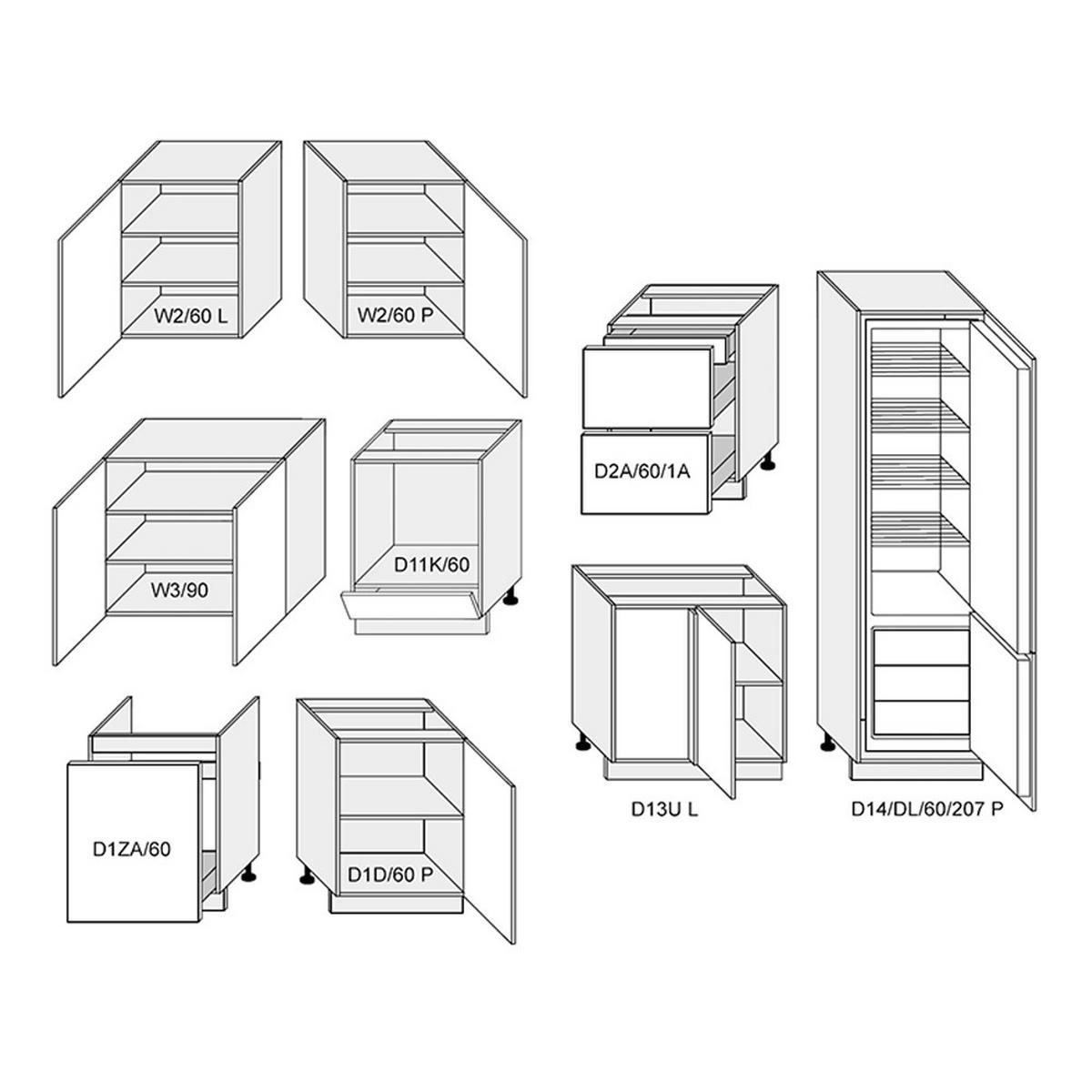 WINKELKÜCHE grau matt / Acryl weiß Hochglanz 285 / 180 / 207cm 9-teilig - Weiß Hochglanz/Grau, Holzwerkstoff (285/207/180cm) - Feldmann-Wohnen