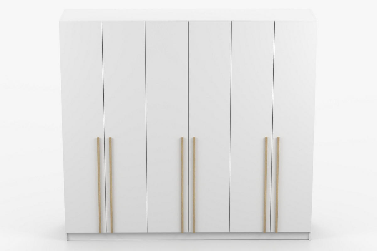 KLEIDERSCHRANK SAVI 6D 230/210/57 cm in Weiß - Weiß, Holzwerkstoff (230/210/57cm) - Deine Möbel 24