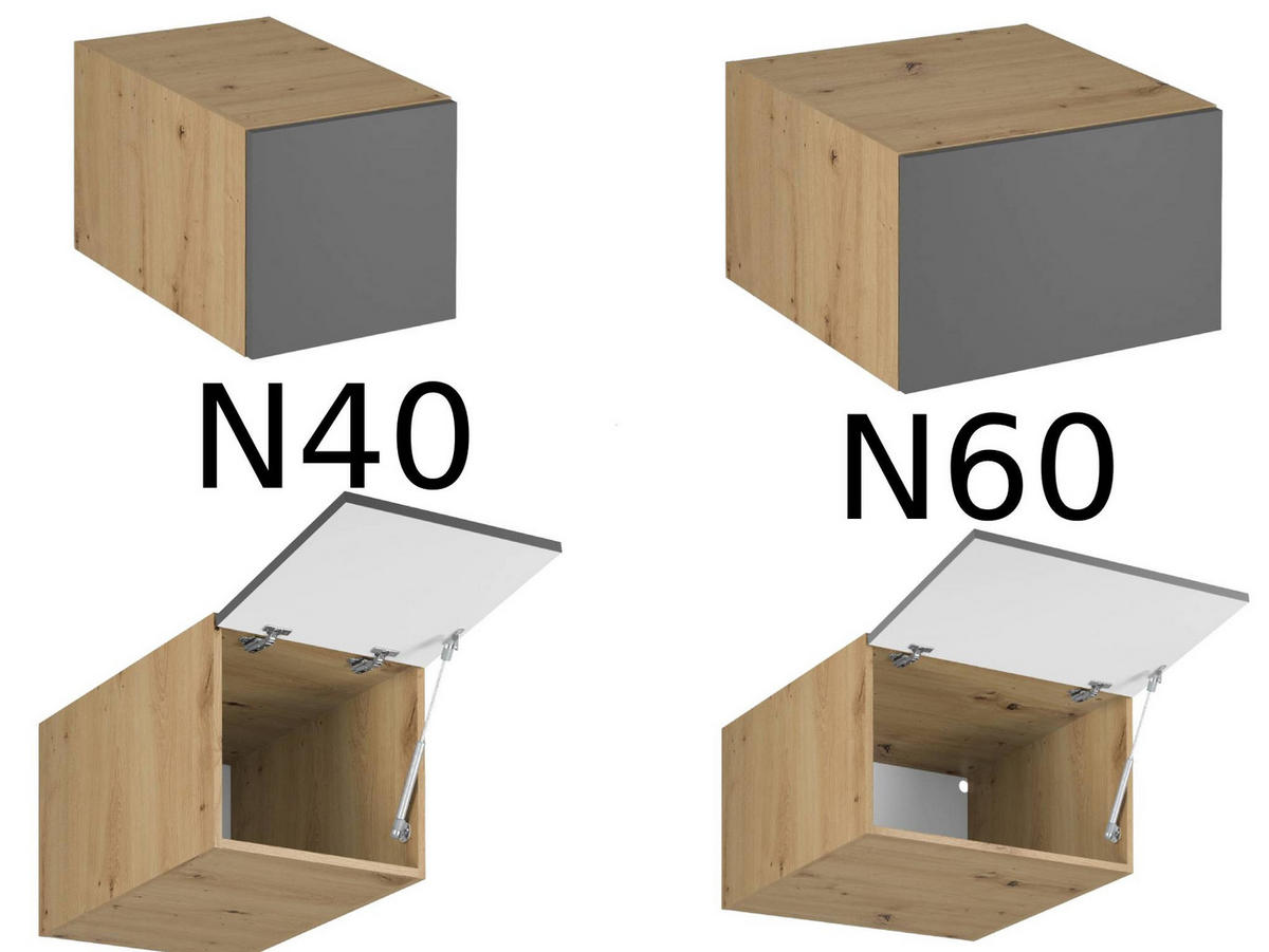 KÜCHENZEILE 400 - Langen KL4-M400 in Grau / Artisan Eiche - Eiche Artisan/Grau, Holz (400/248/58cm)