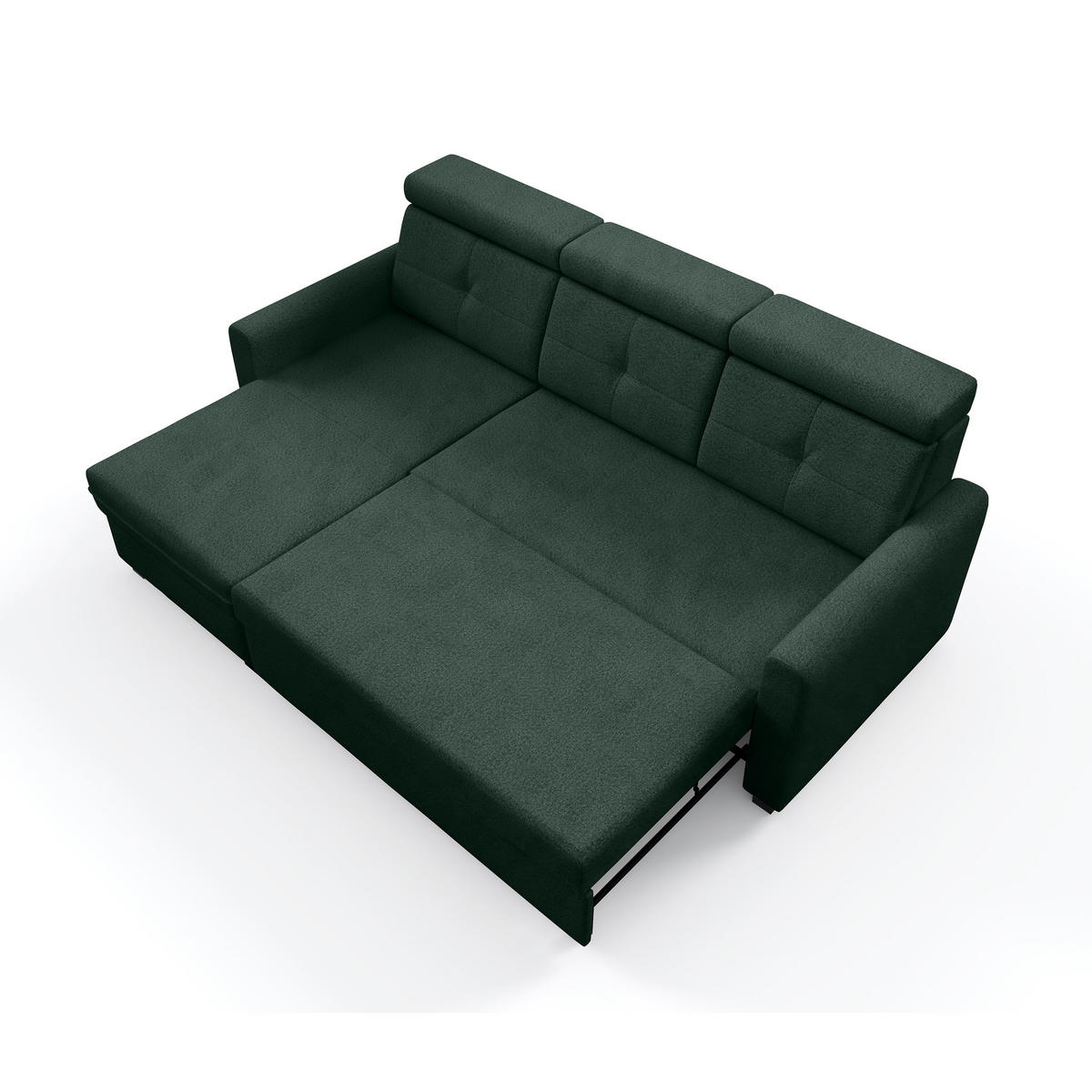 ECKSCHLAFSOFA Milano, Dunkelgrün, links - Dunkelgrün/Schwarz, Textil (217/166cm) - Beautysofa