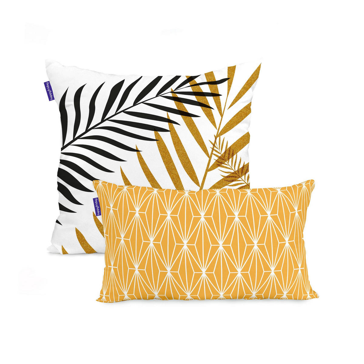 KISSENBEZUG foliage 50x50 + 50x30 cm mehrfarbig - Multicolor, Textil (50/50cm) - Happy Friday