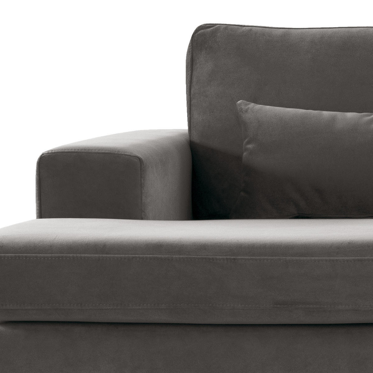 ECKSOFA mit Longchair - Eichefarben/Dunkelgrau, Eichenholz/Textil (281/153cm) - home24