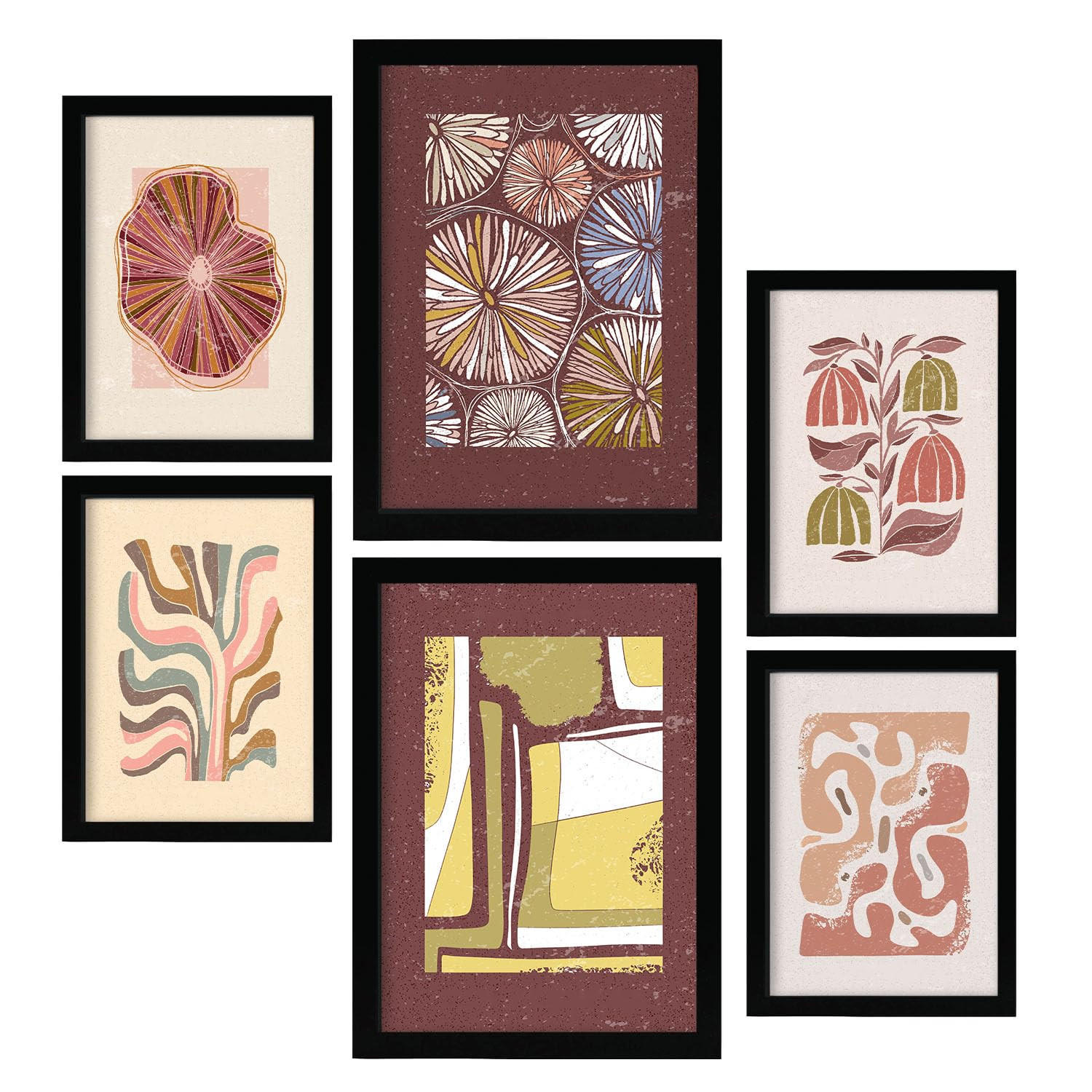 POSTER Set Mit 6 Drucken Mit Bürgersteig In Der Sammlung Ethnischer Stil A3 & A4 Rahmenlos - Klar, Papier (29/3cm) - Nacnic