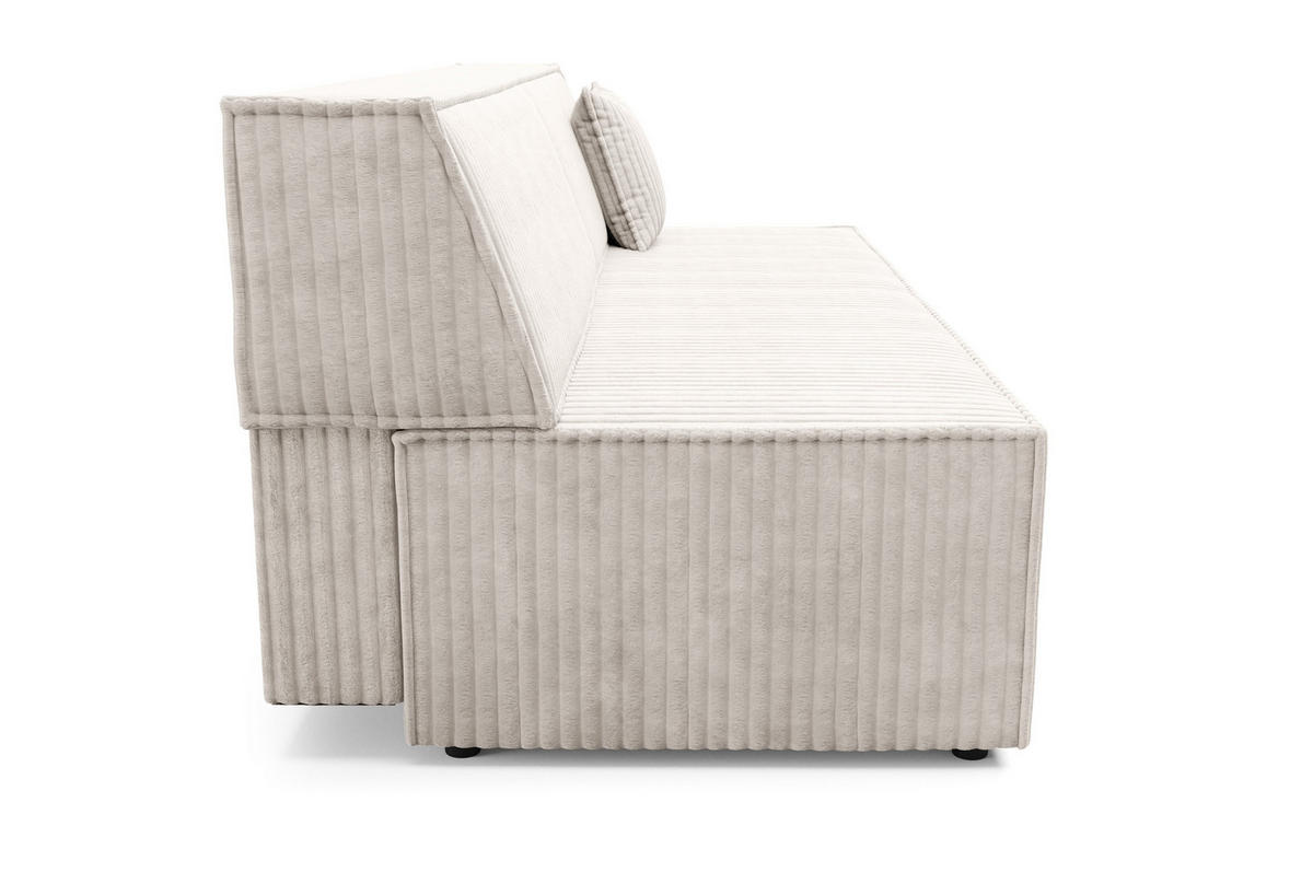 BETTSOFA TESSO Creme Kordstoff mit Schlaffunktion - Creme, Holz (202/74/94cm) - MASSENO
