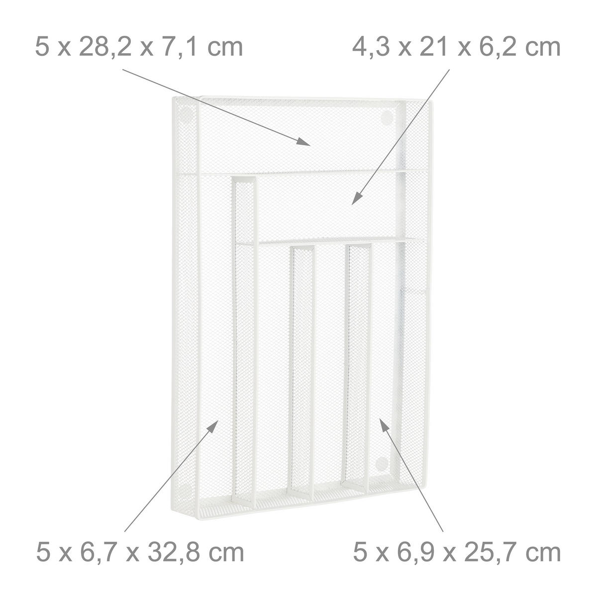 BESTECKKASTEN Metall - Weiß, Metall (29/5.5/41cm) - Relaxdays
