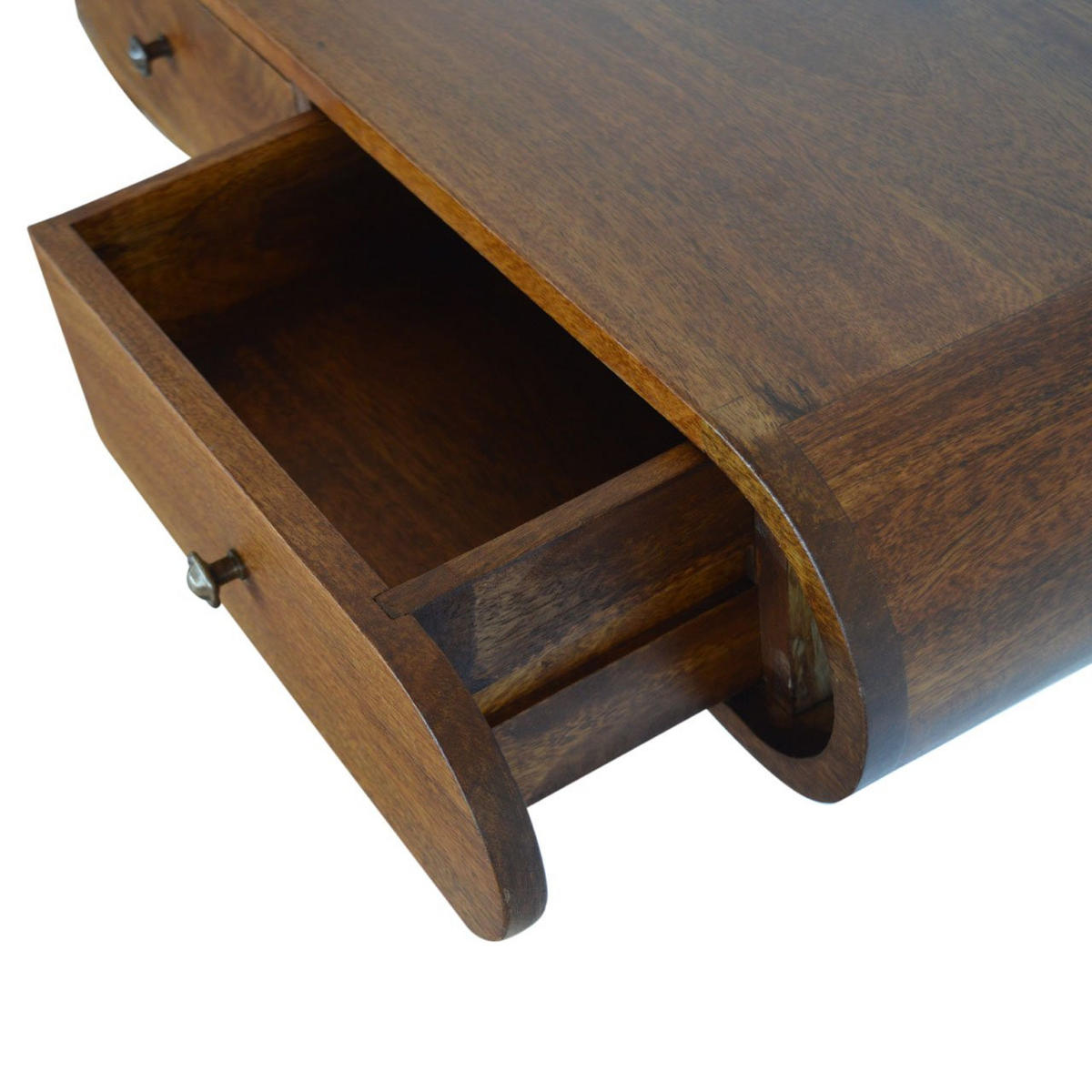 WANDKONSOLE mit Kastanienholz-Finish - Messingfarben/Braun, Holz/Metall (80/15/32cm) - Artisan Furniture