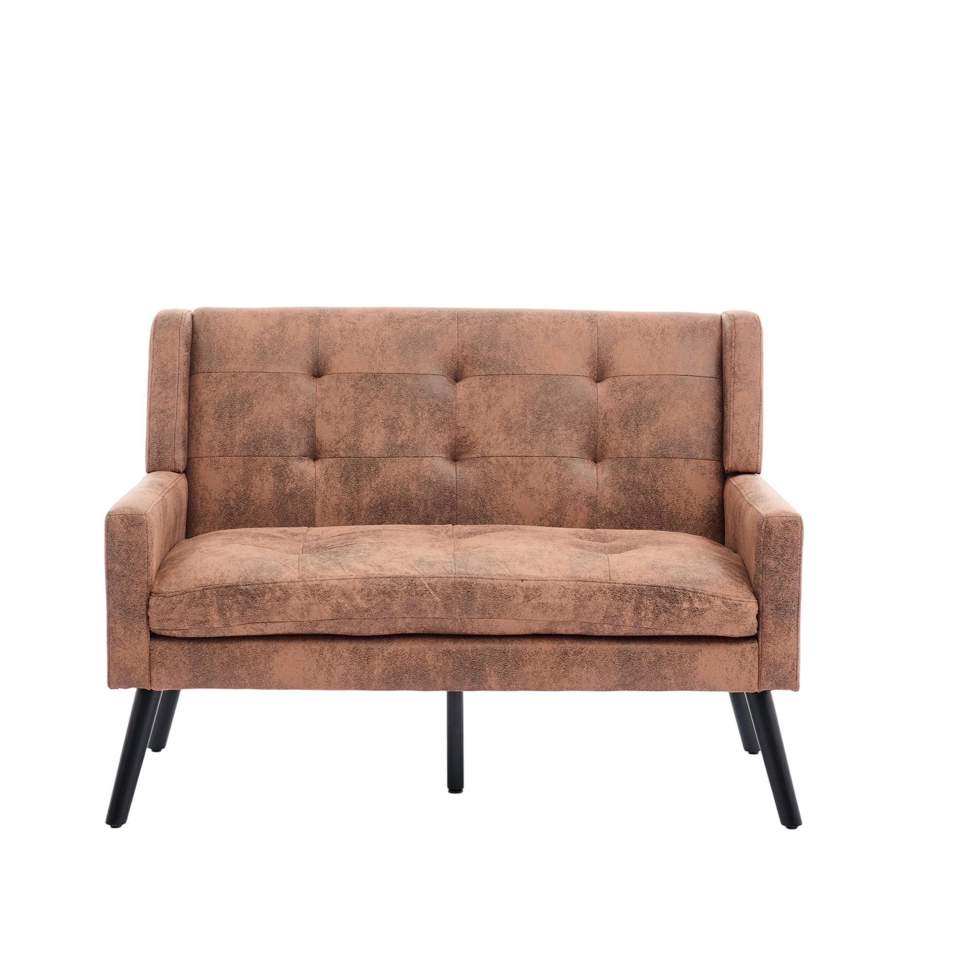 SITZBANK 2-Sitzer Suedevlies-Polster mit Knopfheftung, Massivholzbeinen 119/75/88 cm Dunkelbraun - Dunkelbraun, Textil (75/88/119cm) - Redom