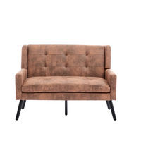 SITZBANK 2-Sitzer Suedevlies-Polster mit Knopfheftung, Massivholzbeinen 119/75/88 cm Dunkelbraun - Dunkelbraun, Textil (75/88/119cm) - Redom