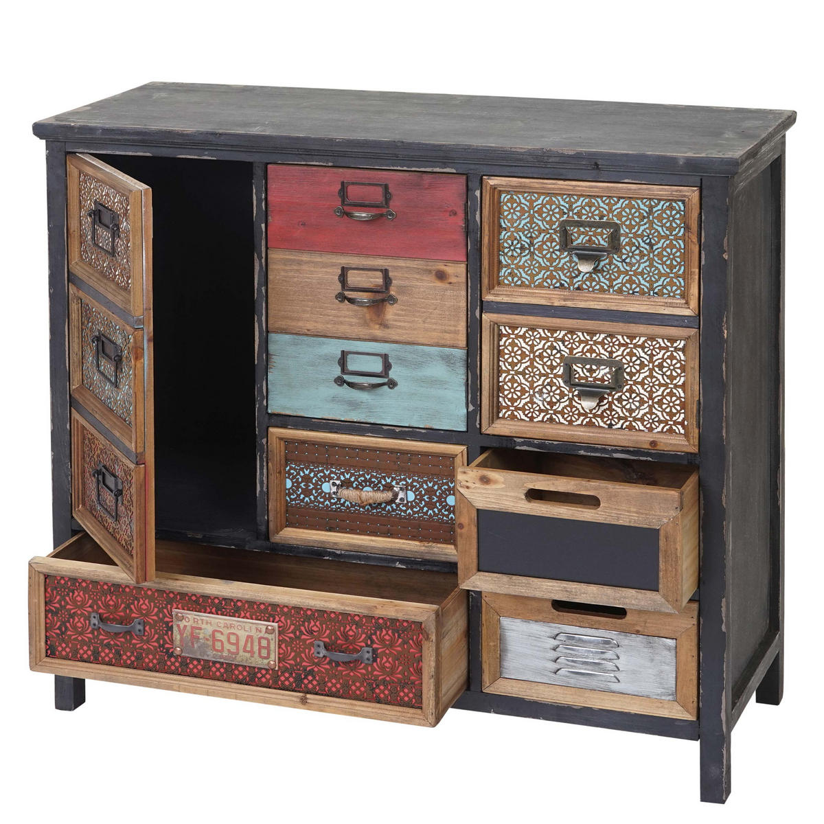APOTHEKER-SCHRANK Multicolor - Multicolor, Holz (90/84/32cm) - MCW