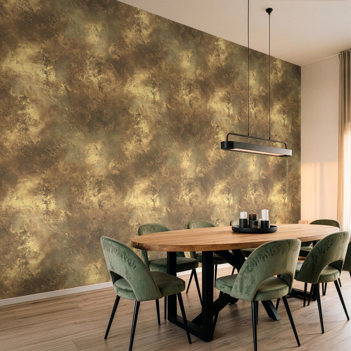 TAPETE - Antik - Metallic-Look - Gold - 450x300 cm - Messingfarben, Papier (450/300cm) - OnlyWow