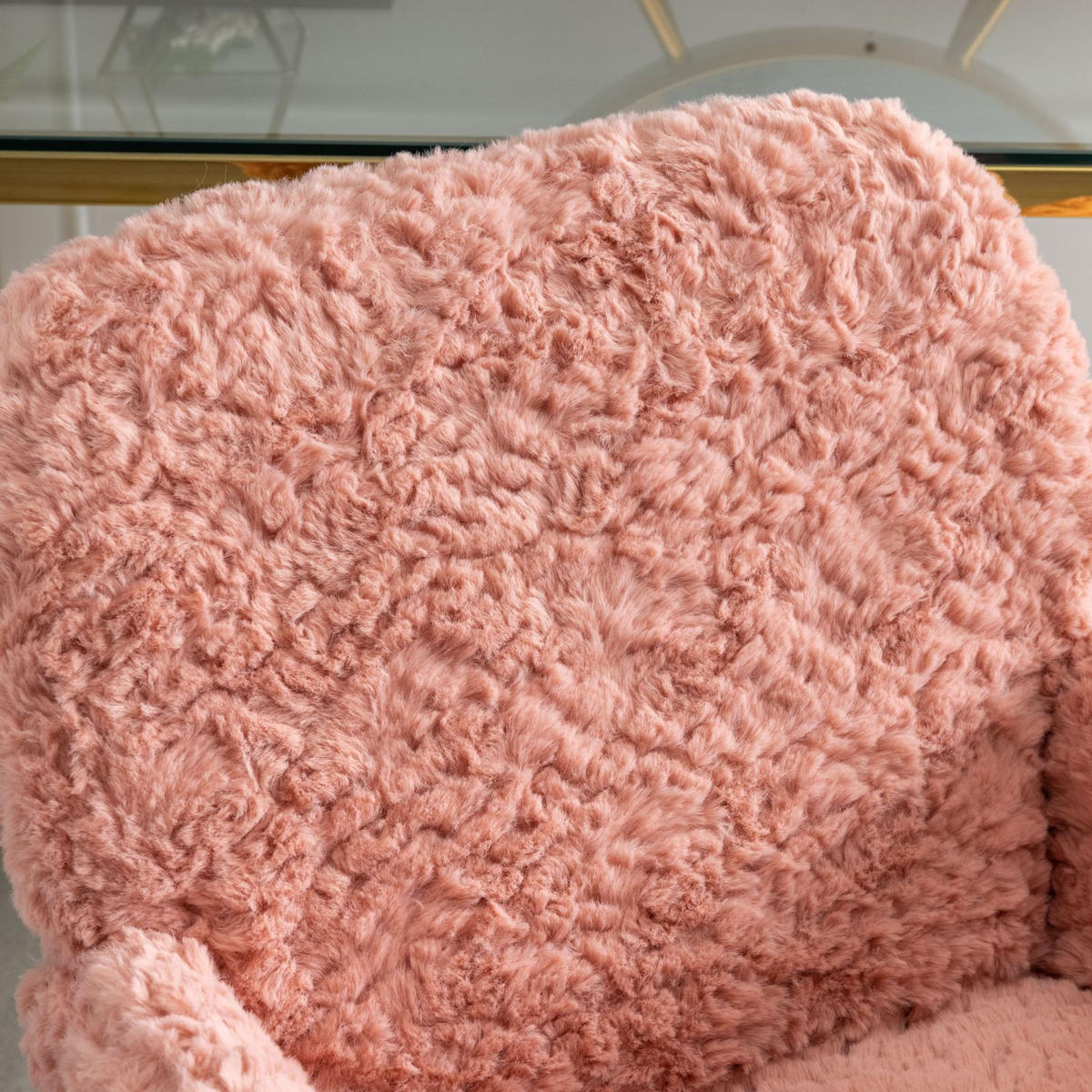 KANCELÁŘSKÁ ŽIDLE Nadýchaná z umělé králičí kožešiny, růžová - růžová, textil (61/90/60cm) - Urban Meuble
