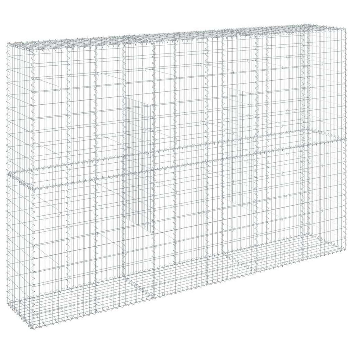 GABIONE Mit Deckel 300/50/200 Cm Verzinktes Eisen - Silberfarben, Metall (300/200/50cm) - vidaXL