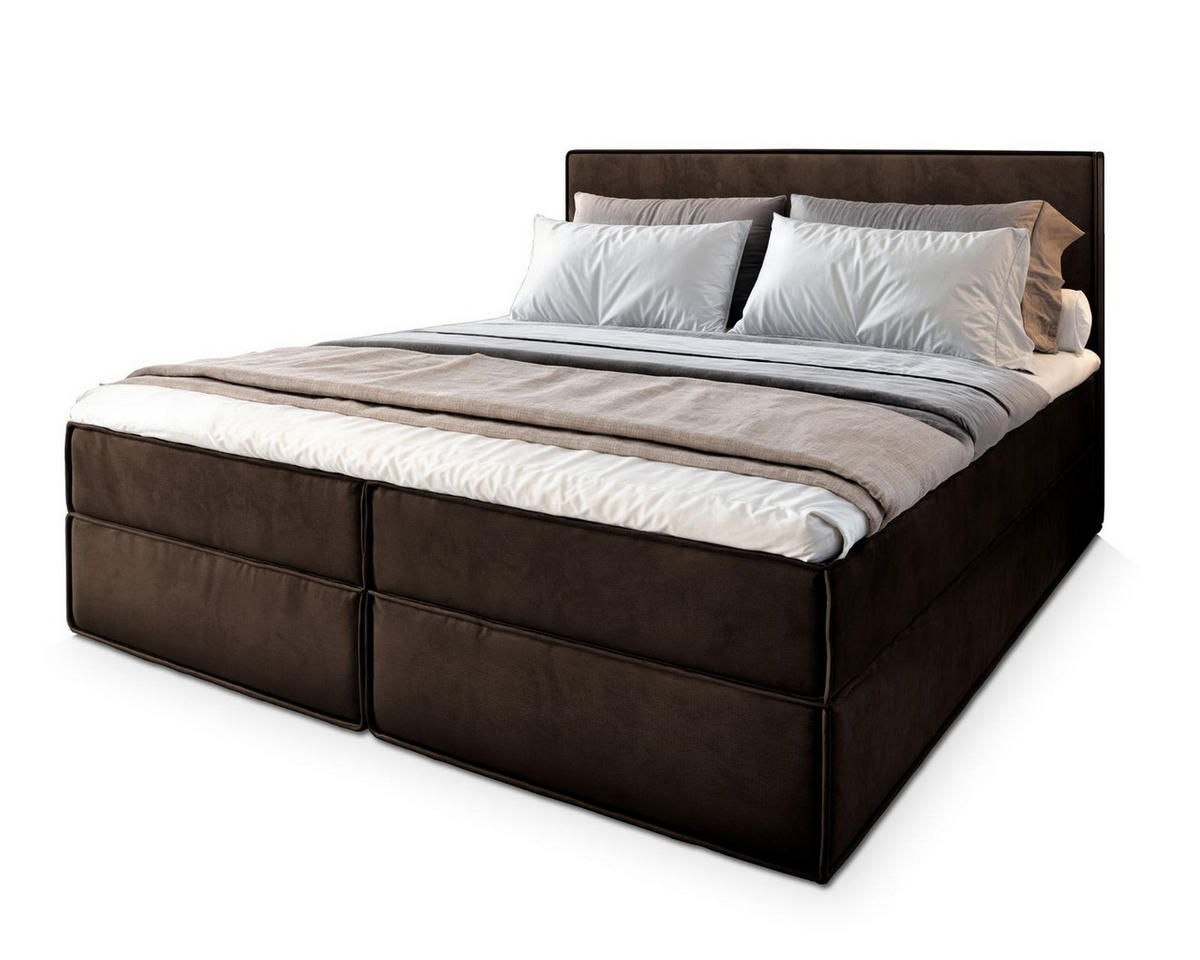 POSTEL BOXSPRING PELLIO 140x200 cm, s matrací a úložným prostorem, hnědá - hnědá, kompozitní dřevo/textil (140/200cm) - MASSENO