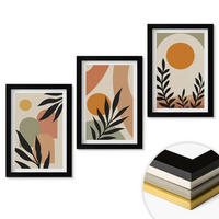 WANDBILDER 3er-Set - 20x30 cm Schwarzer Rahmen - Abstrakte Pflanzenformen - Schwarz, Kunststoff (20/30cm) - ArtPrintCave