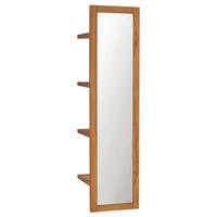 WANDSPIEGEL mit Regalen 30×30×120 cm Teak Massivholz - Naturfarben, Holz (30/120/30cm) - furnicato