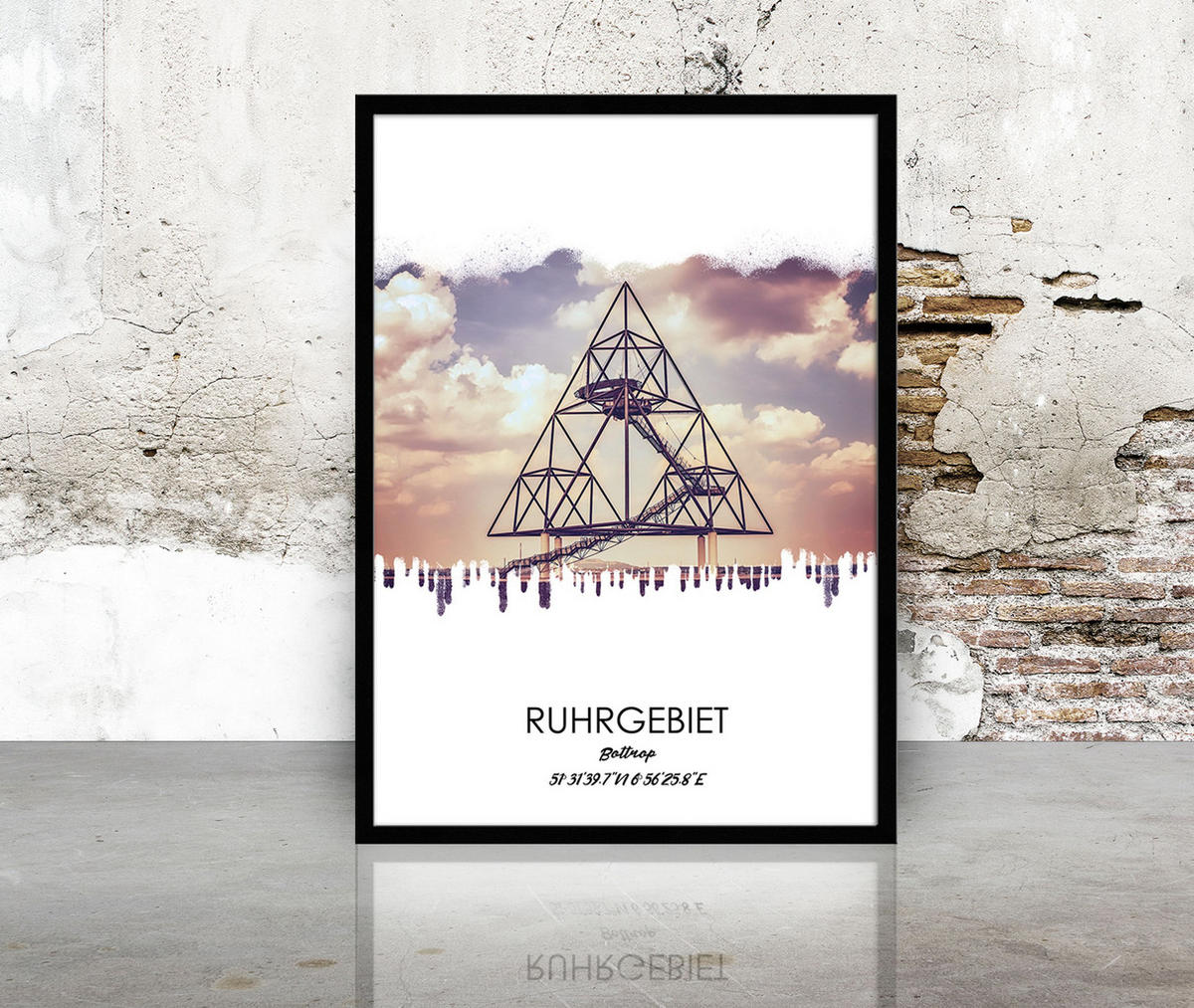 POSTER mit Rahmen 50x70 cm Ruhrgebiet Bottrop - Beige, Holz (51/71cm) - artissimo