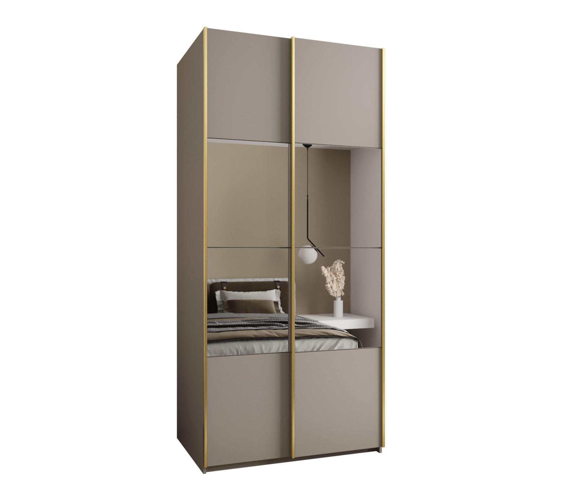 SCHWEBETÜRENSCHRANK 245,5/100/64 2-türig - Kaschmir/Goldfarben, Holz/Metall (100/245/64cm) - Abiks Möbel