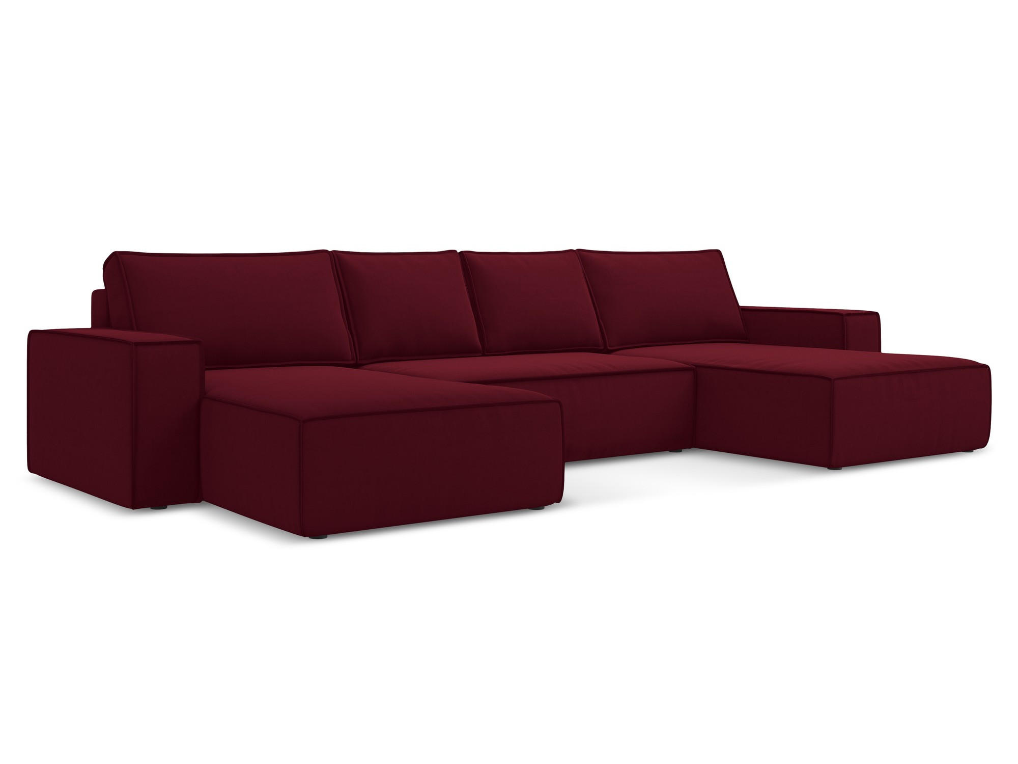 WOHNLANDSCHAFT Samt Stoff Rot - Bordeaux/Rot, Kunststoff/Textil (398/82/185cm) - Makamii