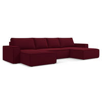 WOHNLANDSCHAFT Samt Stoff Rot - Bordeaux/Rot, Kunststoff/Textil (398/82/185cm) - Makamii