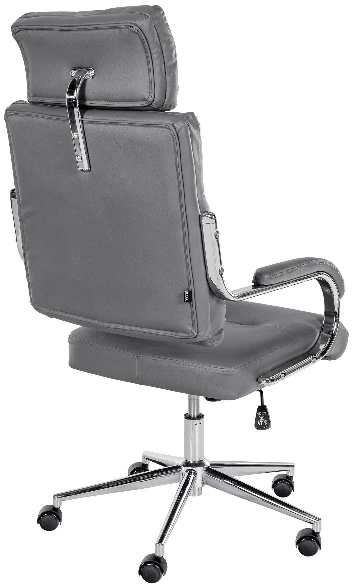 DREHSTUHL Lederlook Grau - Chromfarben/Grau, Textil/Metall (61/119/78cm) - CLP