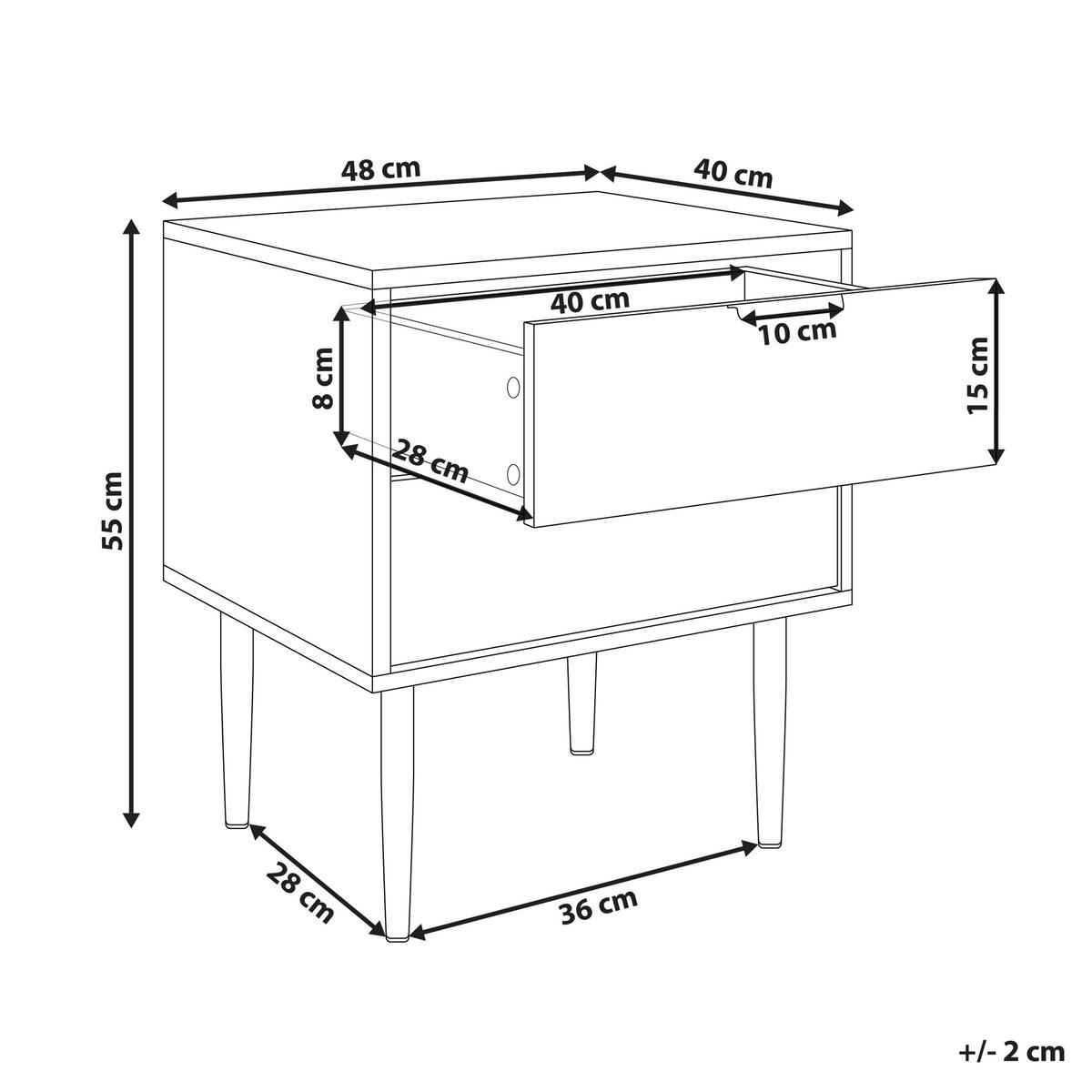 NACHTTISCH weiß/gold 2 Schubladen Soho - Goldfarben/Weiß, Holzwerkstoff (48/55/40cm) - Beliani