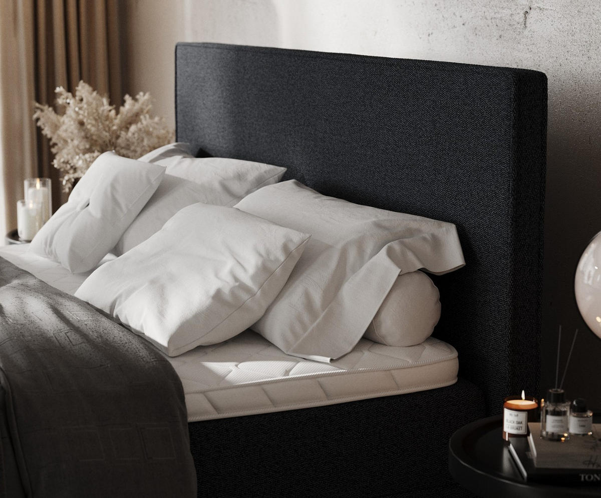 BOXBETT Velma 200/200 cm Anthrazit im Riva Stoff - Anthrazit/Schwarz, Holz/Holzwerkstoff (200/200cm) - AltaBeds