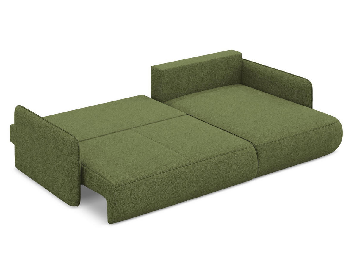 ECKSOFA mit Schlaffunktion Strukturstoff Stoff Grün - Schwarz/Olivgrün, Kunststoff/Textil (148/240cm) - Makamii