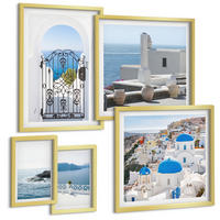 BILDER SET 5er Set - 50x50 cm & 20x30 cm & 40x60 cm Goldrahmen - Gebäude am Weißen Meer, Griechenland - Goldfarben, Kunststoff (40/60cm) - TULUP