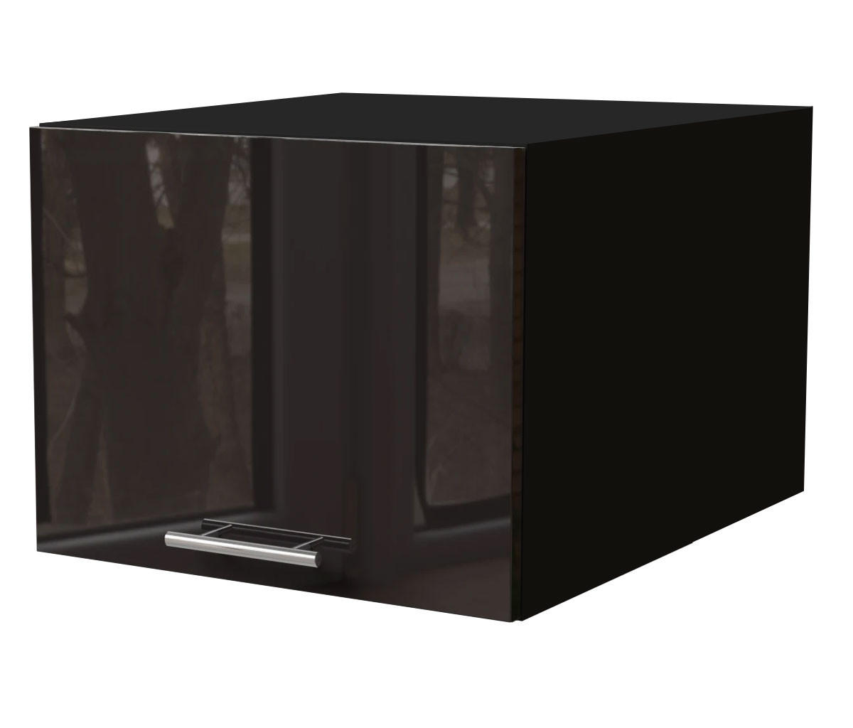 AUFSATZSCHRANK Essen W6B/45 Schwarz Hochglanz / Schwarz Matt 45 / 59 / 36cm - Schwarz Hochglanz/Schwarz, Holz/Holzwerkstoff (45/36/59cm) - Feldmann-Wohnen