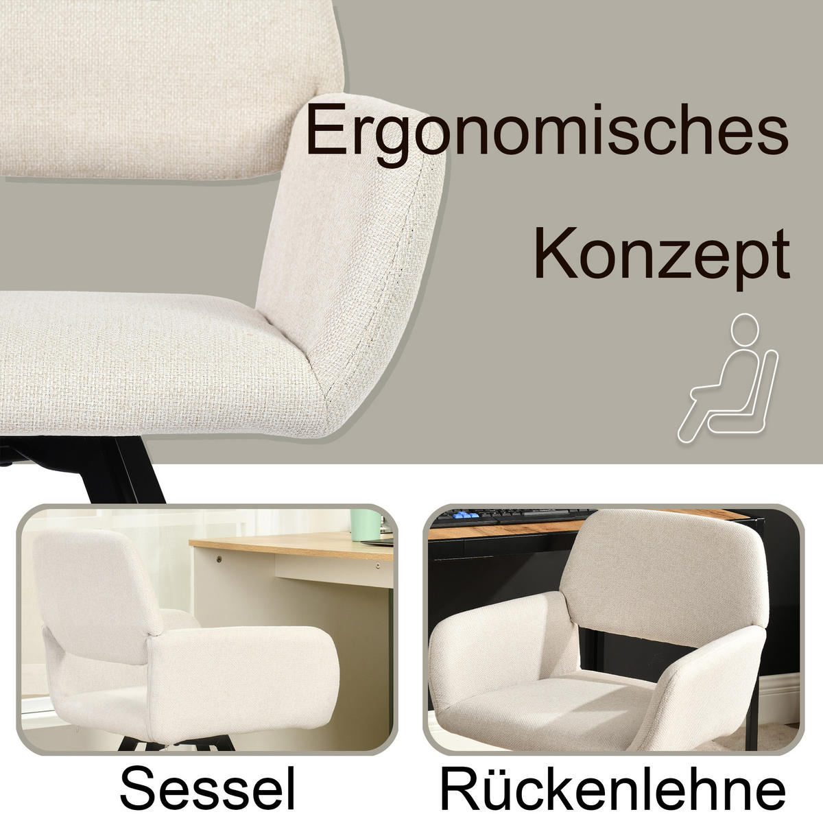 ARMLEHNSTUHL-SET 2 Stück beige - Beige, Holzwerkstoff/Textil (57/81.5/53cm) - Urban Meuble