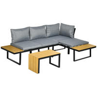 GARTENMÖBEL-SET, Aluminium, Hellgrau - Hellgrau, Metall - Outsunny