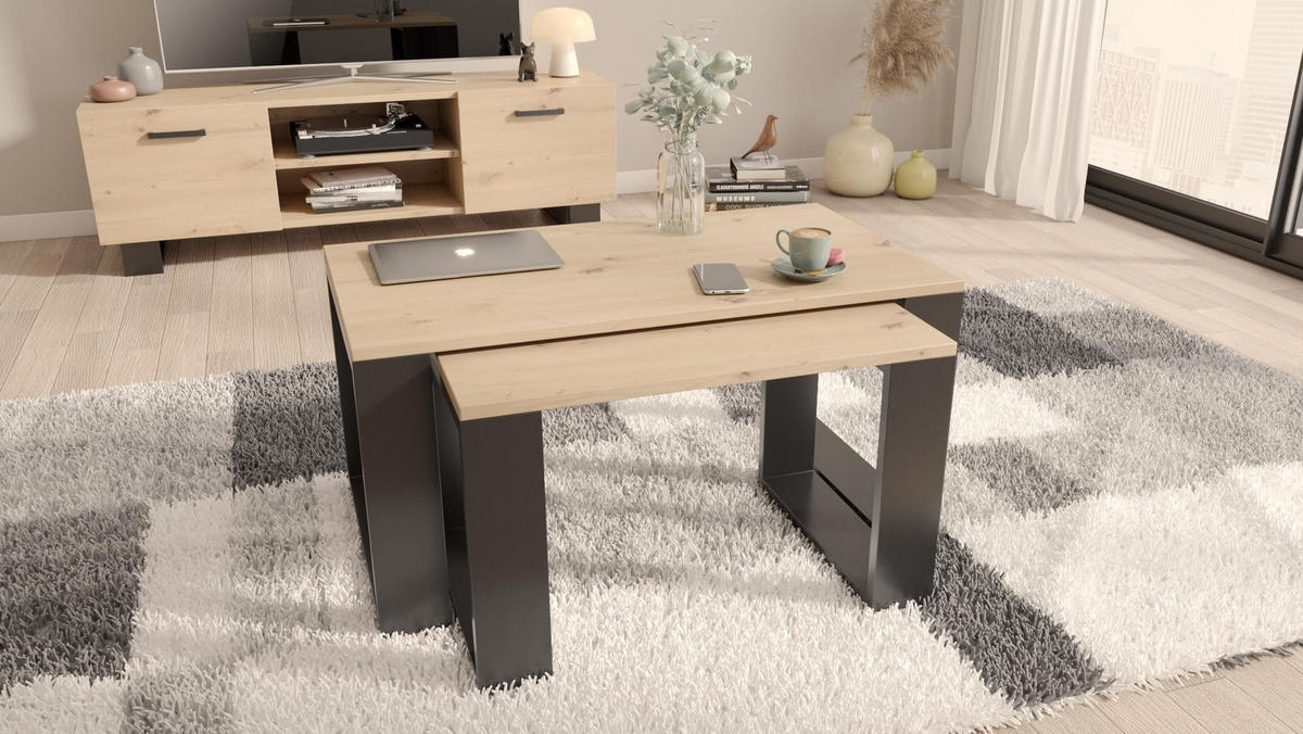 COUCHTISCH WESTA Artisan Eiche 2er-Set - Eiche Artisan, Holzwerkstoff (50/100/47.8cm) - Matkam Möbel