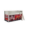 KINDERBETT Karyl 208x114x135 Massivholz Weiß Textilset Feuerwehr - Weiß/Dunkelrot, Holz (90/200cm) - 58aufmkessel