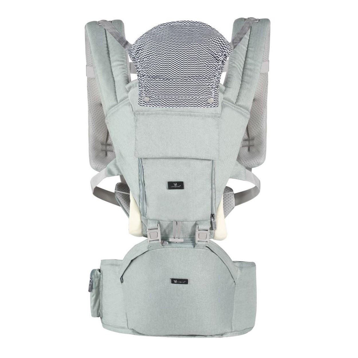 BABYTRAGE Ivy grün Bauchtrage, Rückentrage, Hüftgurt, Mesh-Innenseite, Kopfstütze, 15 kg - Grün, Textil (44/58/32cm) - Cangaroo