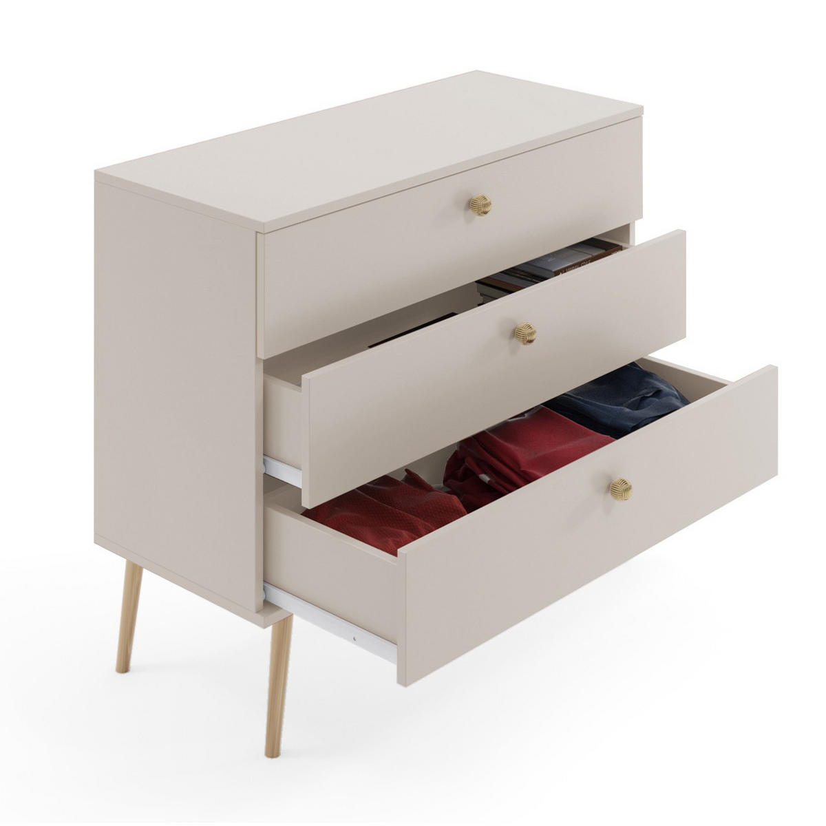 KOMMODE Ikon Kaschmir, mit Schubladen - Kaschmir/Beige, Holz/Holzwerkstoff (100/85/41cm) - Bettso