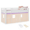 HOCHBETT 90/200 cm in weiß mit Lattenrost + Matratze + Bettvorhang Peach - Beige/Violett, Holz/Textil (90/200cm) - Homestyle4u