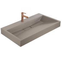 WASCHBECKEN Konglomerat Rea Goya Taupe 100cm - Beige, Keramik (46/14/100cm) - REA