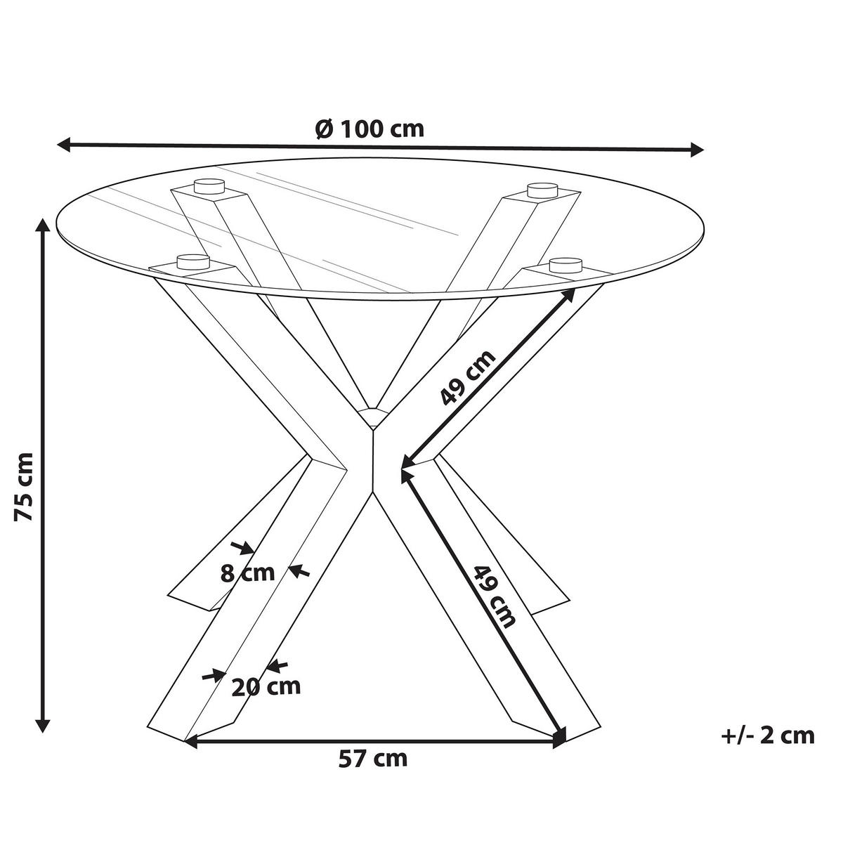 ESSTISCH 100/100/75 cm Schwarz Rund Otium - Schwarz, Metall (100/100/75cm) - Beliani