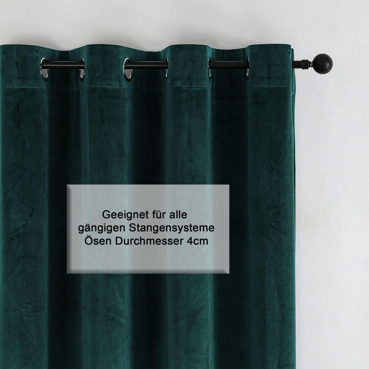 VORHANG Ösen Samt 300/245 cm Petrol - Petrol, Textil (300/245/245cm) - TiborTex