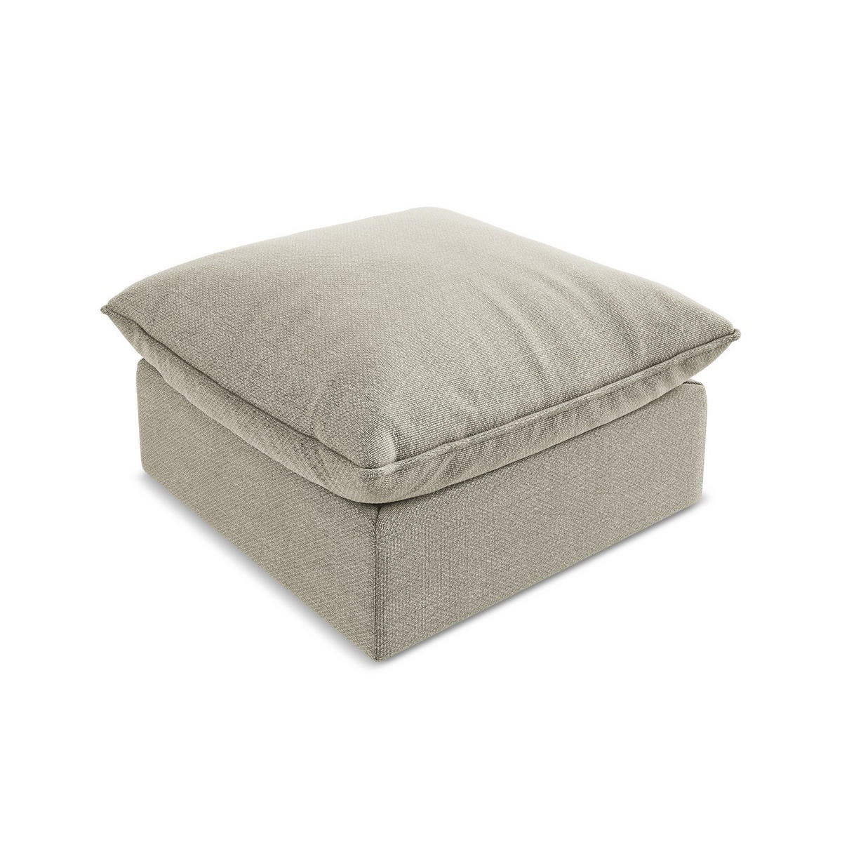 POUF Bouclé Stoff Grau - Taupe/Schwarz, Holzwerkstoff/Kunststoff (75/45/75cm) - LaMiaSofa