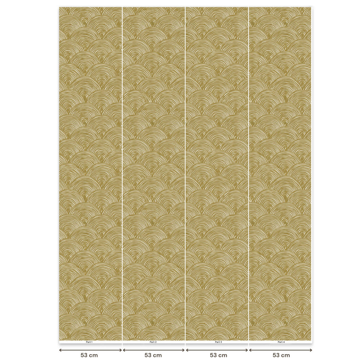 TAPETE - Fächer - Geometrisch - Grün - 200x280 cm - Goldfarben, Papier (200/280cm) - OnlyWow