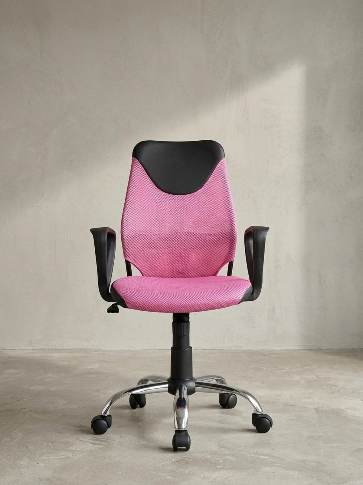 JUGENDDREHSTUHL Nylon Ergonomisch Höhenverstellbar DAVOS, Rosa 60x60x101 cm - Silberfarben/Schwarz, Textil/Metall (60/101/60cm) - KADIMA DESIGN