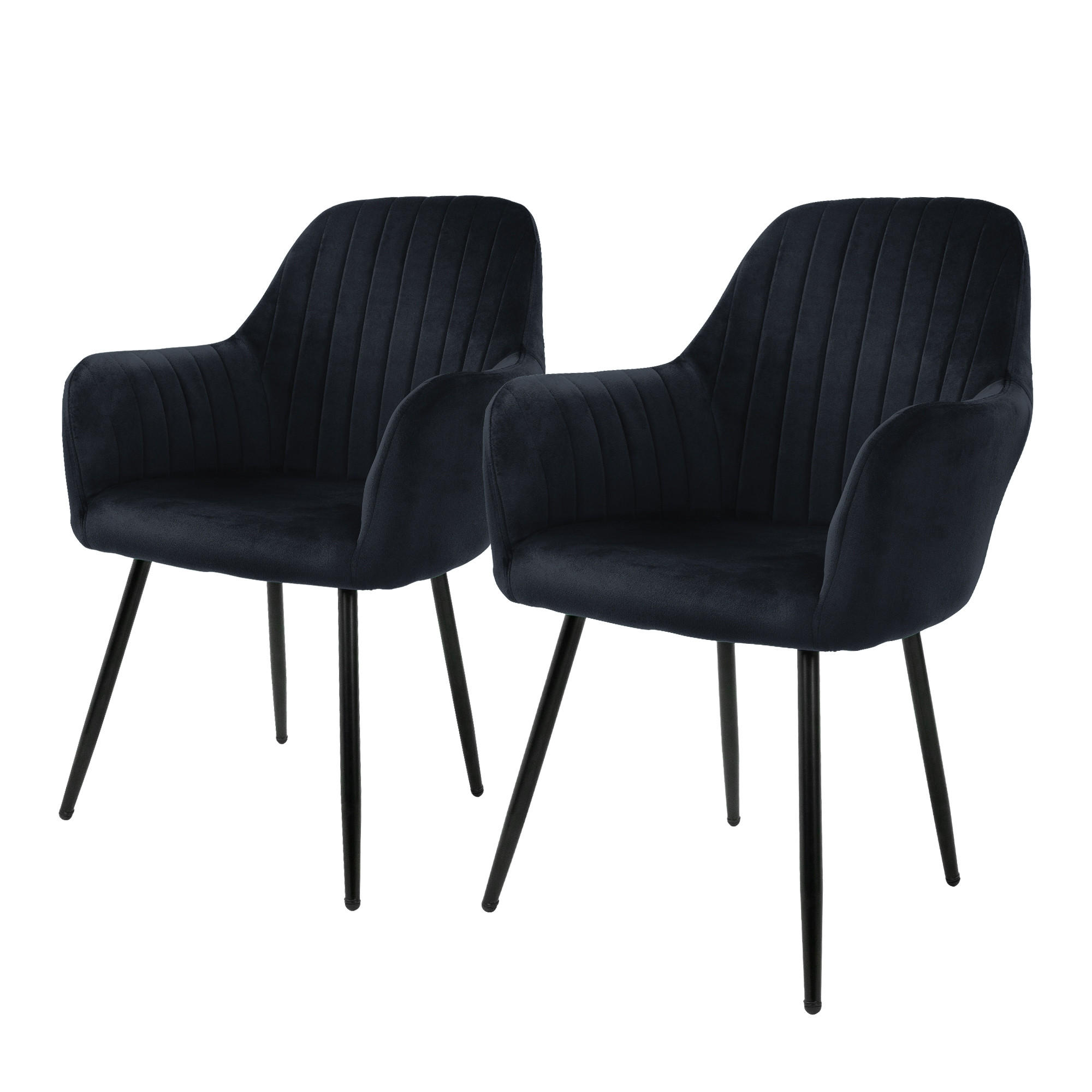 STUHL Samt schwarz - Schwarz, Metall (60/84/58cm) - ML-DESIGN