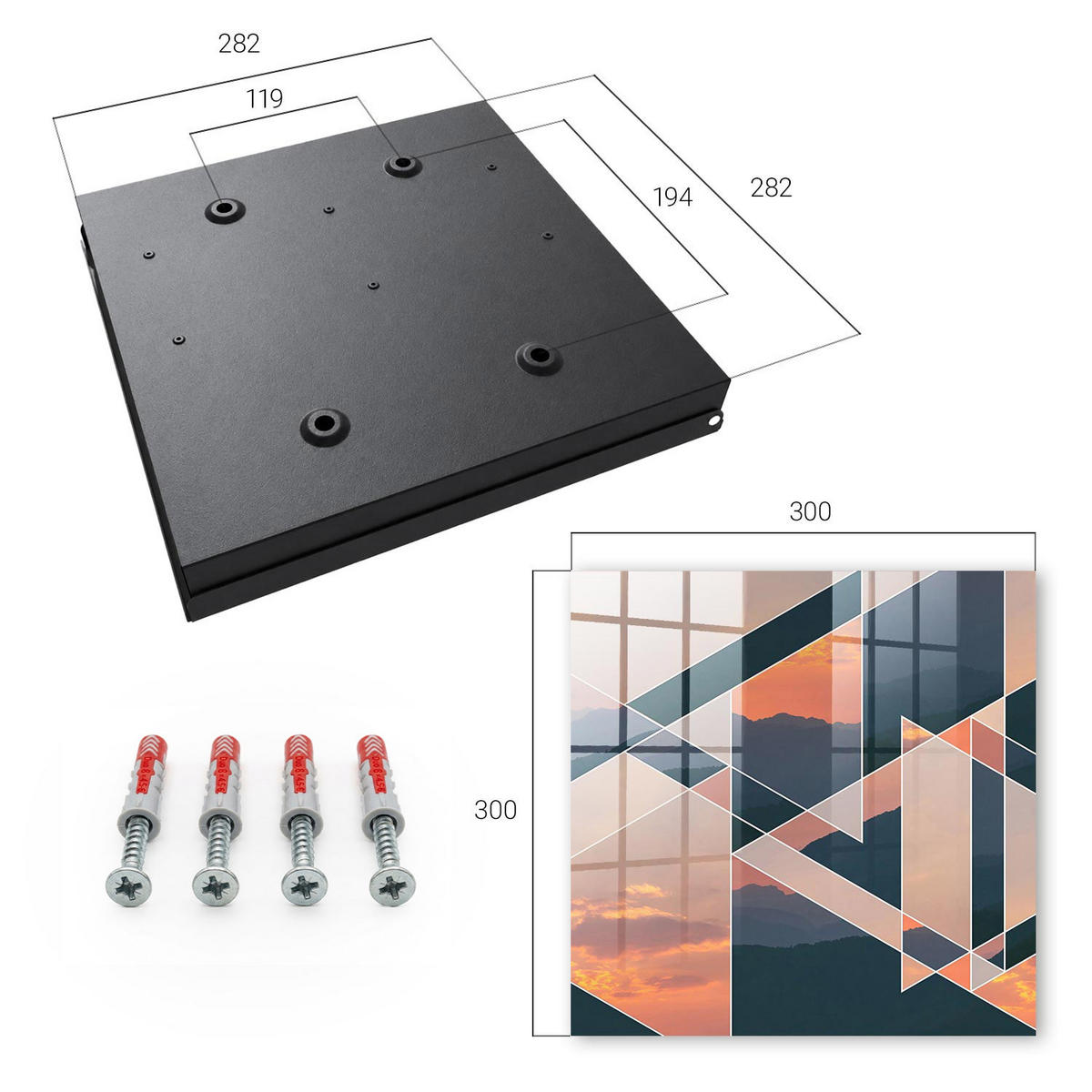 SCHLÜSSELBOX Schwarz 30x30 cm- Türöffnung nach rechts - Bergwesten - Orange, Metall (30/30/5cm) - TULUP