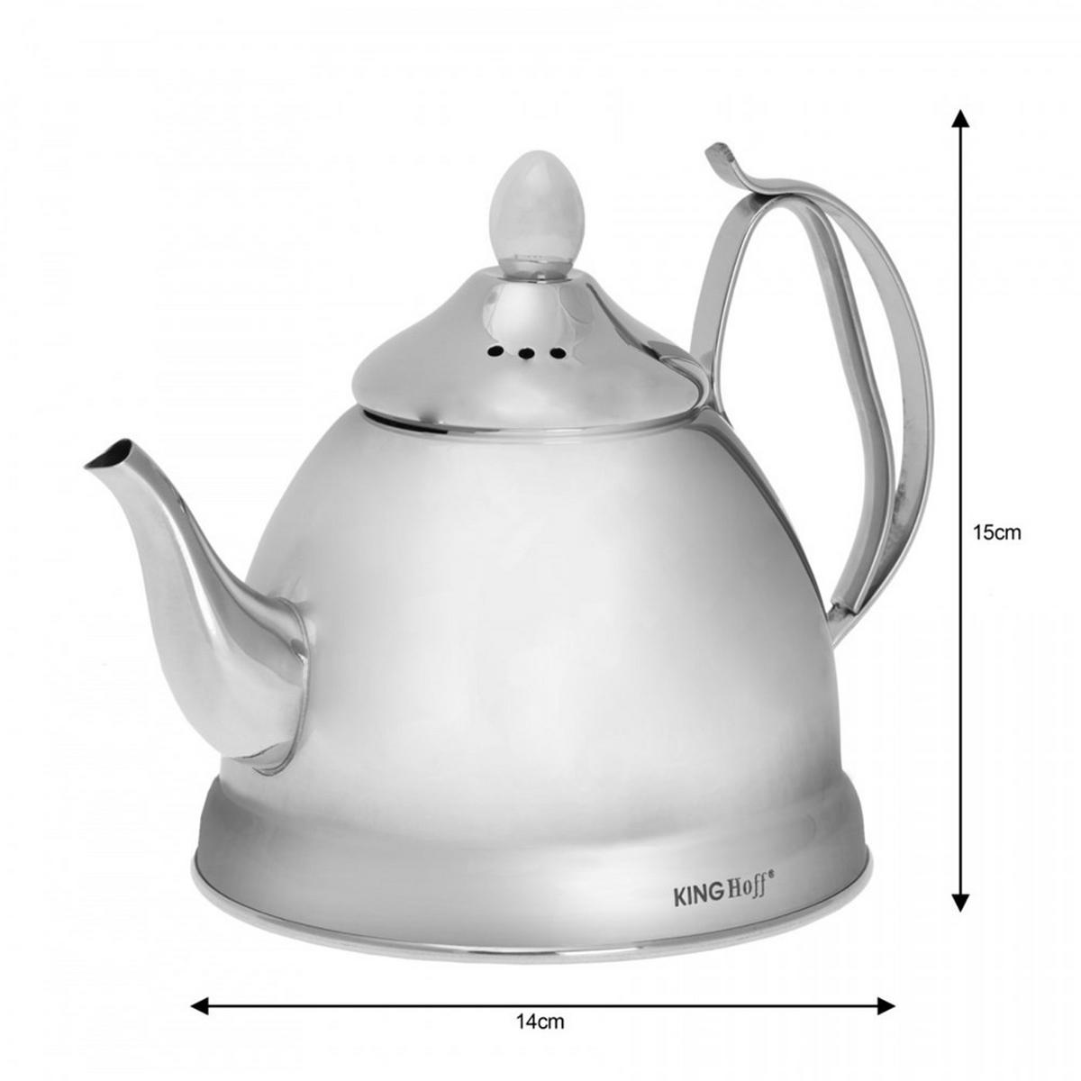 WASSERKESSEL Silber 14/14/15 cm KH3761 - Silberfarben, Metall (14cm) - Kinghoff 