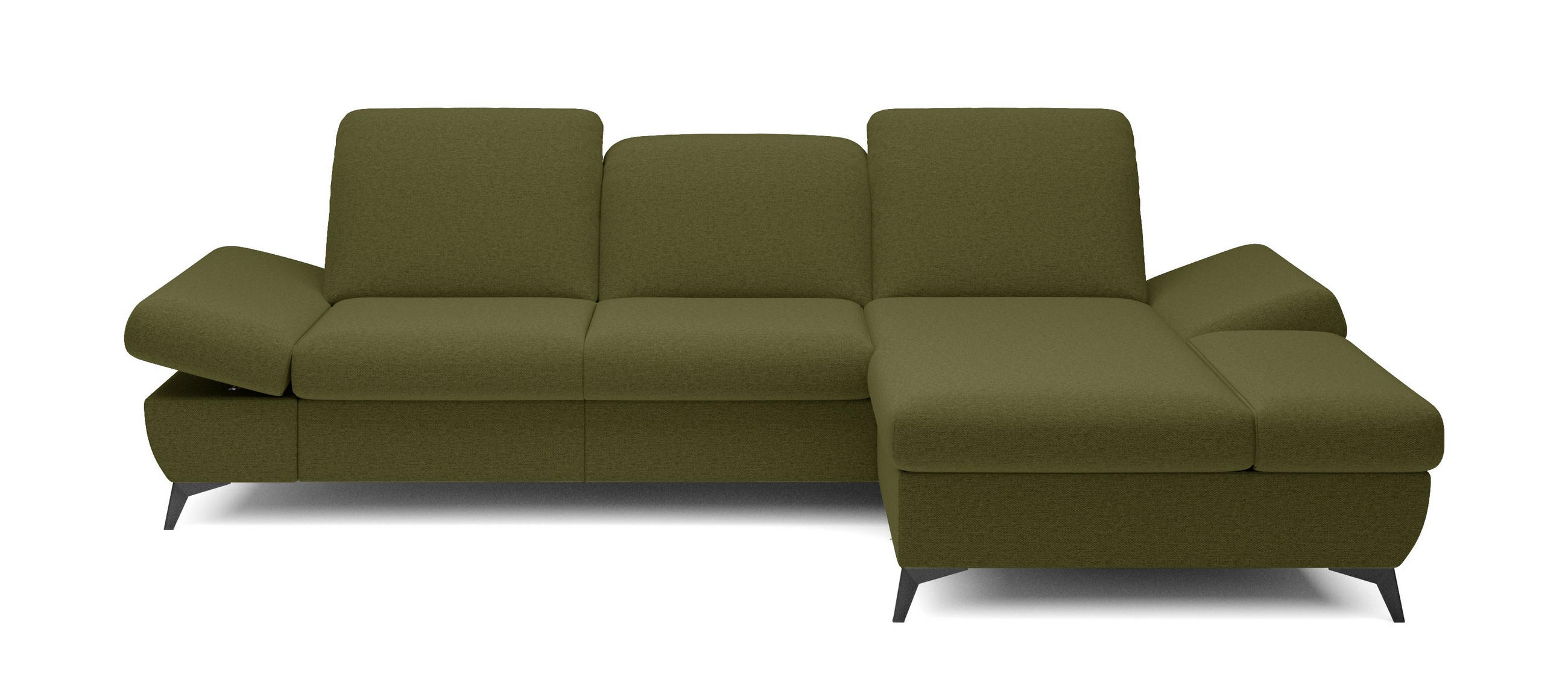 ECKSOFA FELICE R-S Grün Geflochtener Stoff mit Schlaffunktion - Grün, Holz (284/166cm) - MASSENO