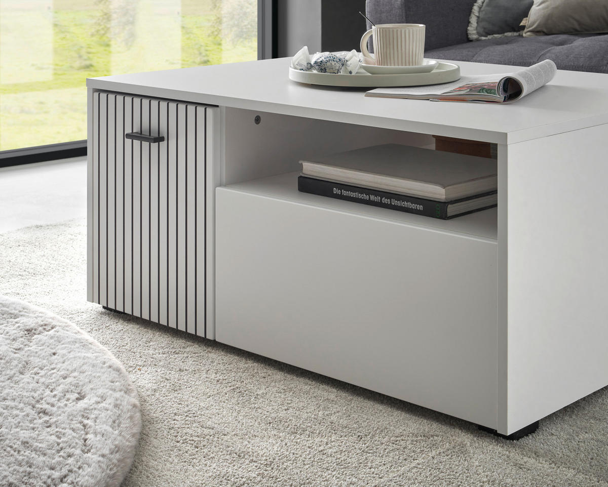 COUCHTISCH M17 Weiß Matt & Schwarz 90/43/70 cm - Weiß, Holzwerkstoff (70/90/43cm) - Livojo